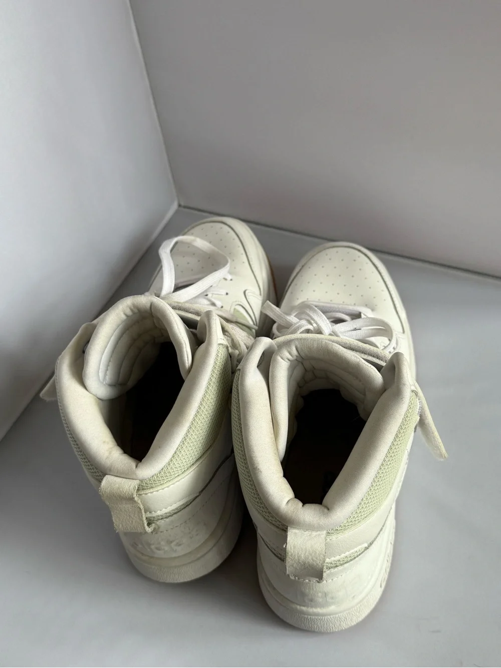 Adidas High-Top Sneakers in White and Sage Green Womens Size 10